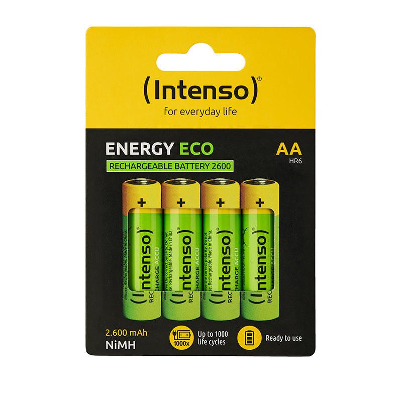 Intenso Energy Eco Rechargeable AA 2600mAh NiMH Batteries, 4 Pack - view 3