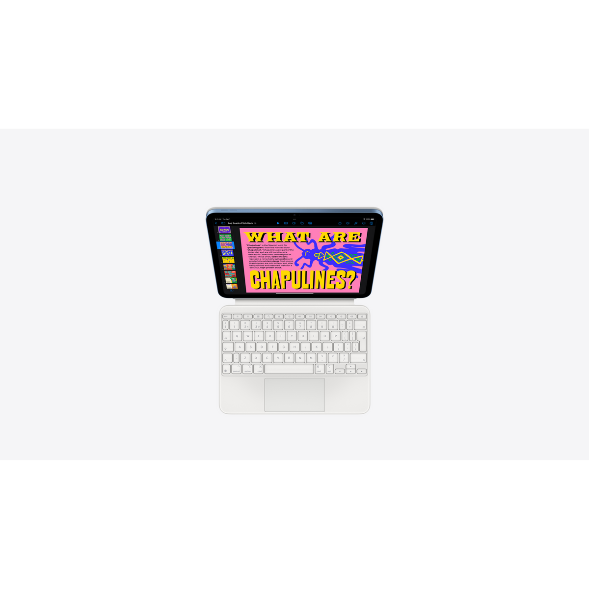 Apple iPad 11" (A16) 128GB Wi-Fi Tablet - Pink - pink iPad with Magic Keyboard Folio, top-down view