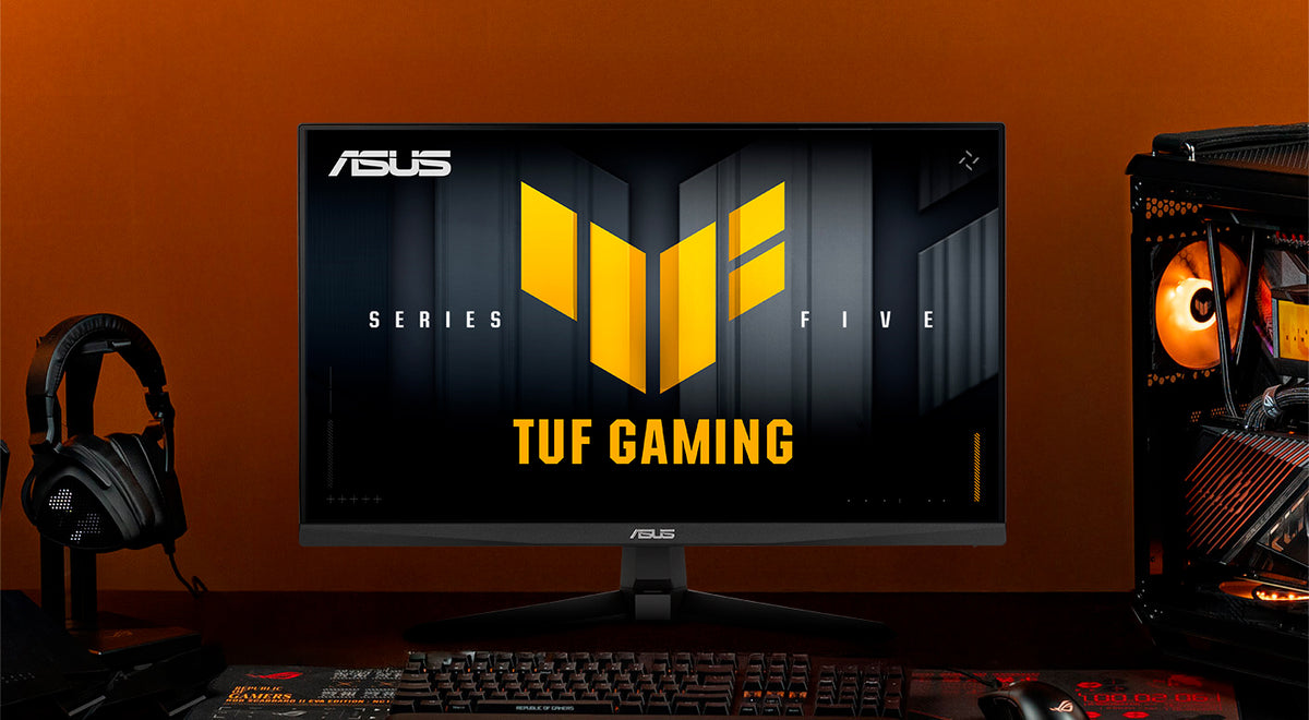 ASUS TUF Gaming VG249Q5A 23.8" Full HD 200Hz Fast IPS Gaming Monitor - on a gaming desk
