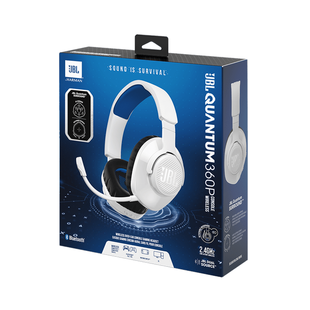 JBL Quantum 360P 40mm Driver Console Wireless Gaming Headset - White & Blue | JBLQ360PWLWHTBLU JBL Headphones Euronics Ireland