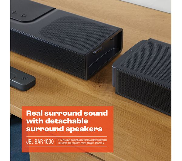 JBL Bar 1000 7.1.4-Channel Soundbar with Detachable Surround Speakers Multibeam Dolby Atmos & DTSX | JBLBAR1000PROBLKUK