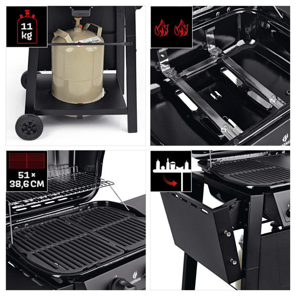 Landmann 2 Burner Gas BBQ – Black | 22165 Landmann Outdoor Grill Euronics Ireland