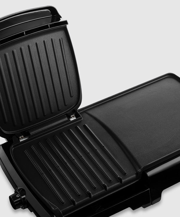 George Foreman 10 Portion Grill & Griddle 1800W - Black - fixed plates for faster grilling