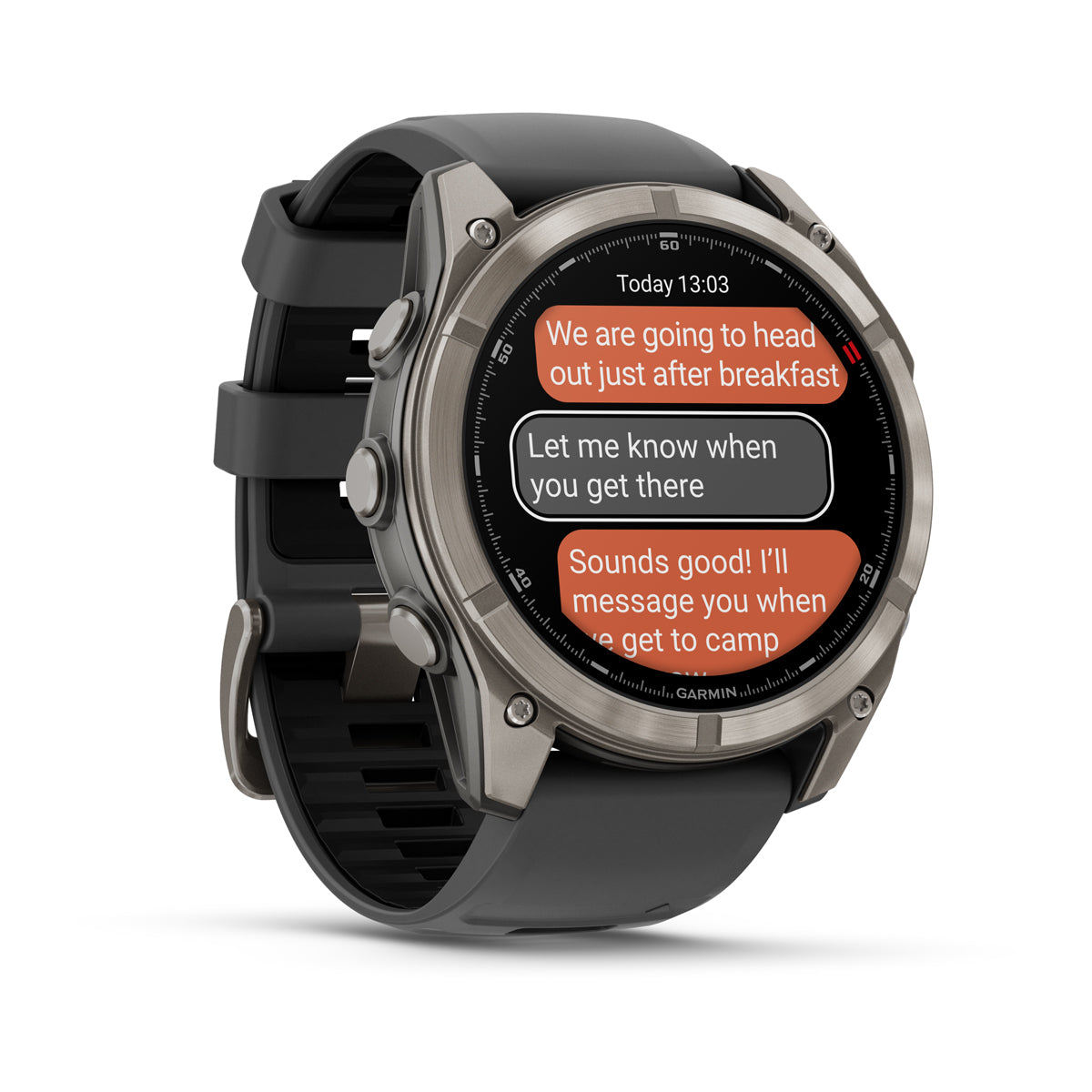 Garmin fenix 8 Pro 51mm AMOLED Sapphire GPS Smartwatch with inReach - front-left angled view