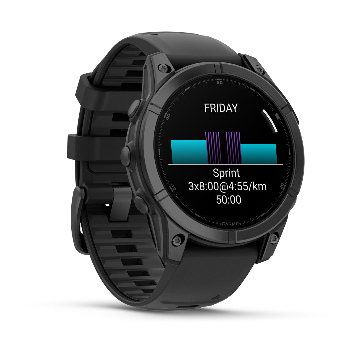 Garmin fenix E 47mm AMOLED GPS Smartwatch - front-left angled view