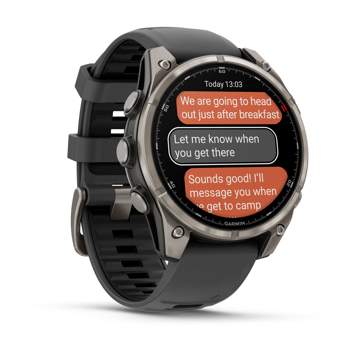 Garmin fenix 8 Pro 47mm AMOLED Sapphire GPS Smartwatch with inReach - front-left angled view
