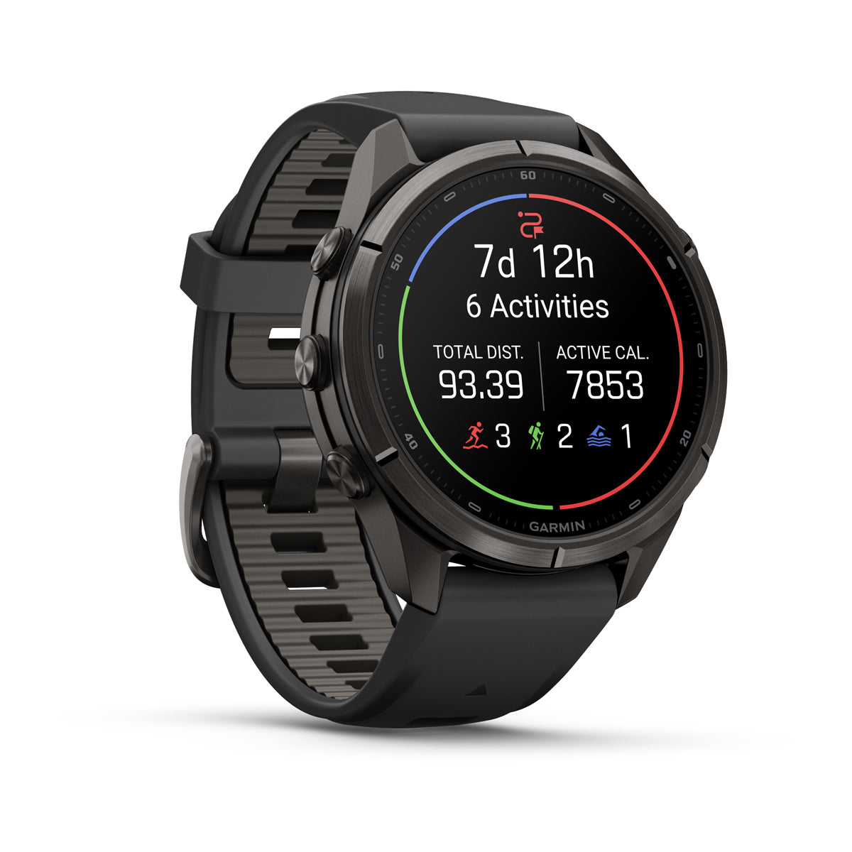 Garmin fenix 9 Pro inReach 43mm AMOLED Sapphire GPS Smartwatch - front-left angled view