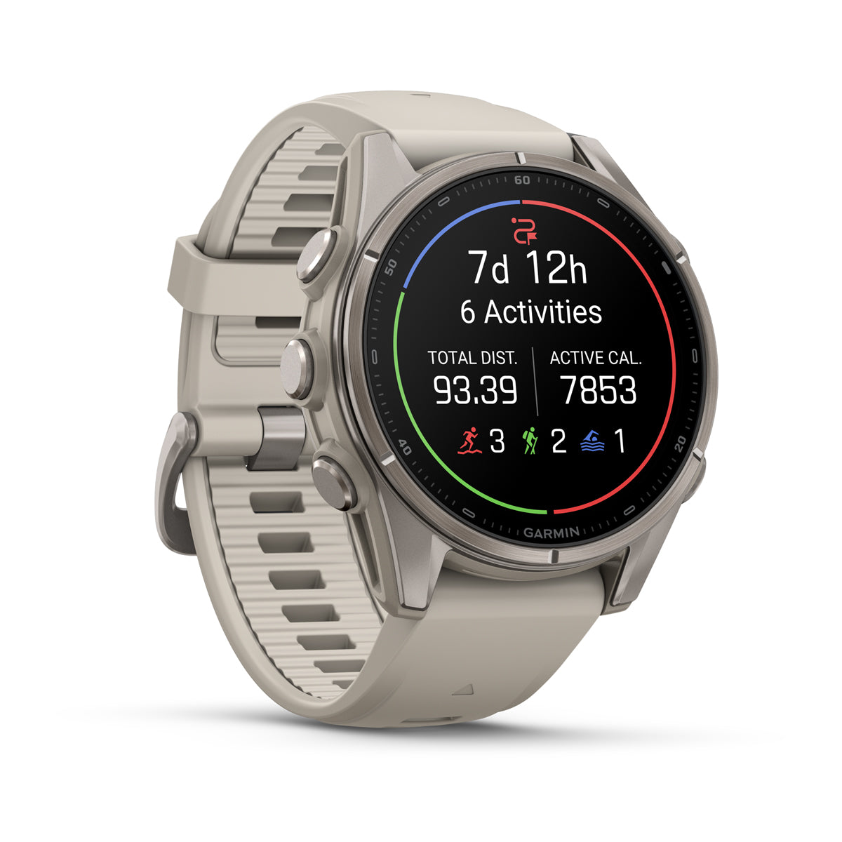 Garmin fenix 9 43mm AMOLED Sapphire GPS Smartwatch - front-left angled view