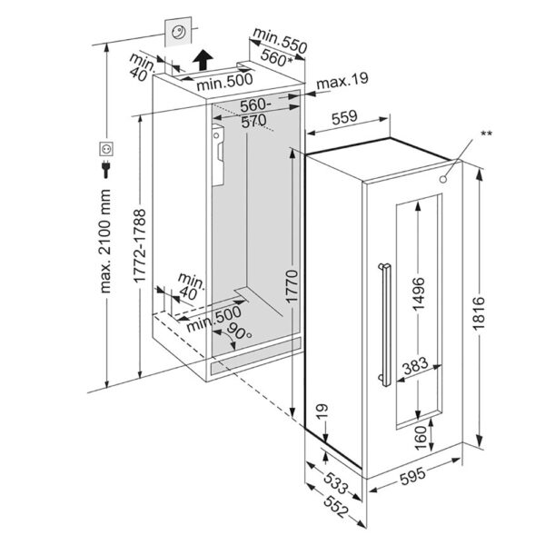 Liebherr Peak Vinidor Larder Wine Cooler | EWTDF3553 Liebherr Wine Cooler Euronics Ireland