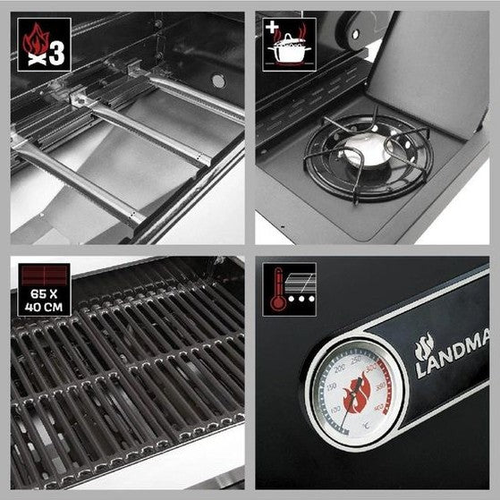 Landmann Rexon 3.1 62cm Cast Iron Gas BBQ with Modulus Cooking System | 12273 Landmann Outdoor Grill Euronics Ireland