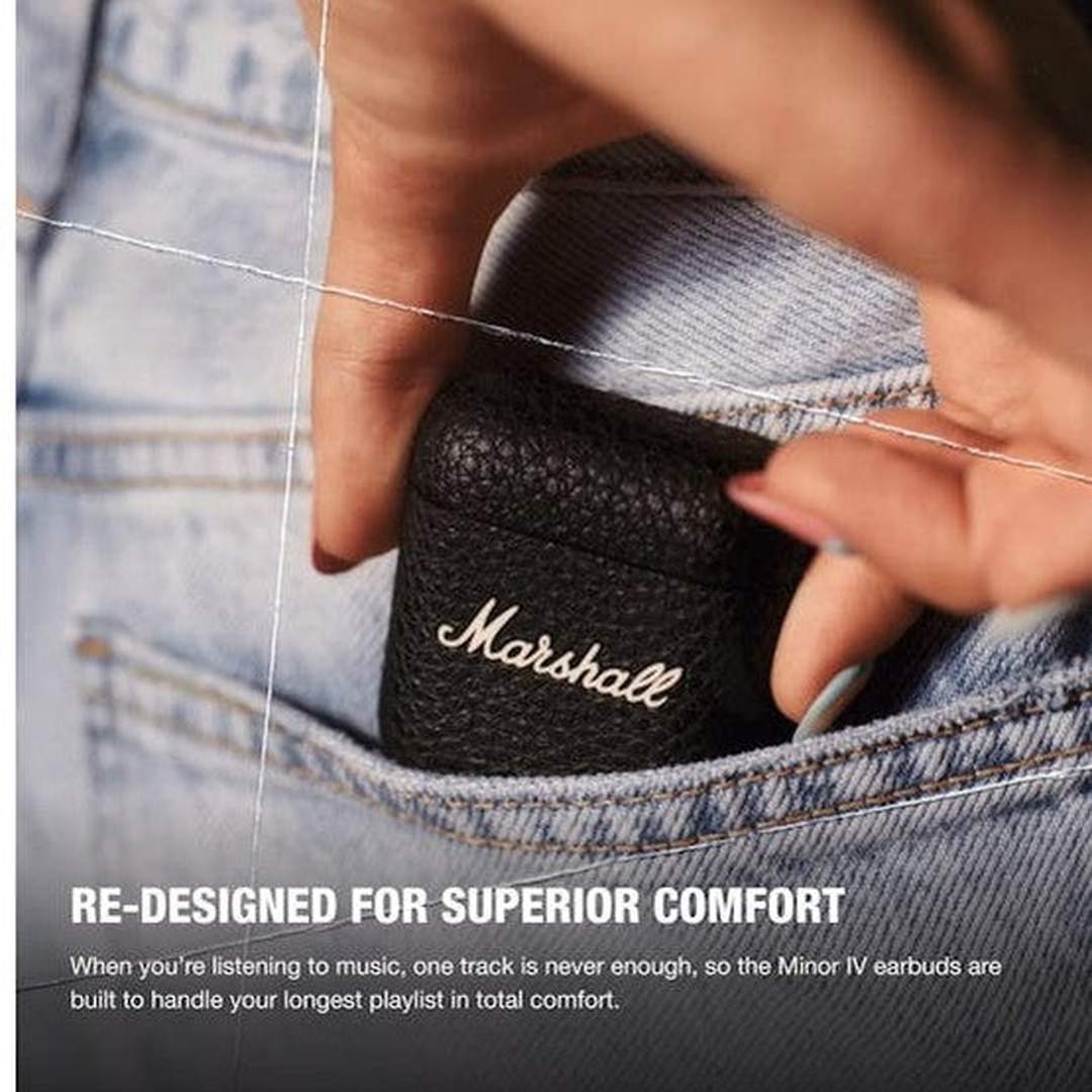 Marshall Minor IV True Wireless Headphones In Black | 1006653 Marshall Headphones Euronics Ireland
