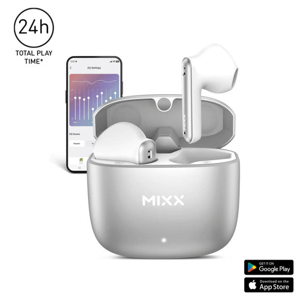 Mixx Streambuds Custom 2 TWS Earphonce Silver White | SBCU-02-SW-366