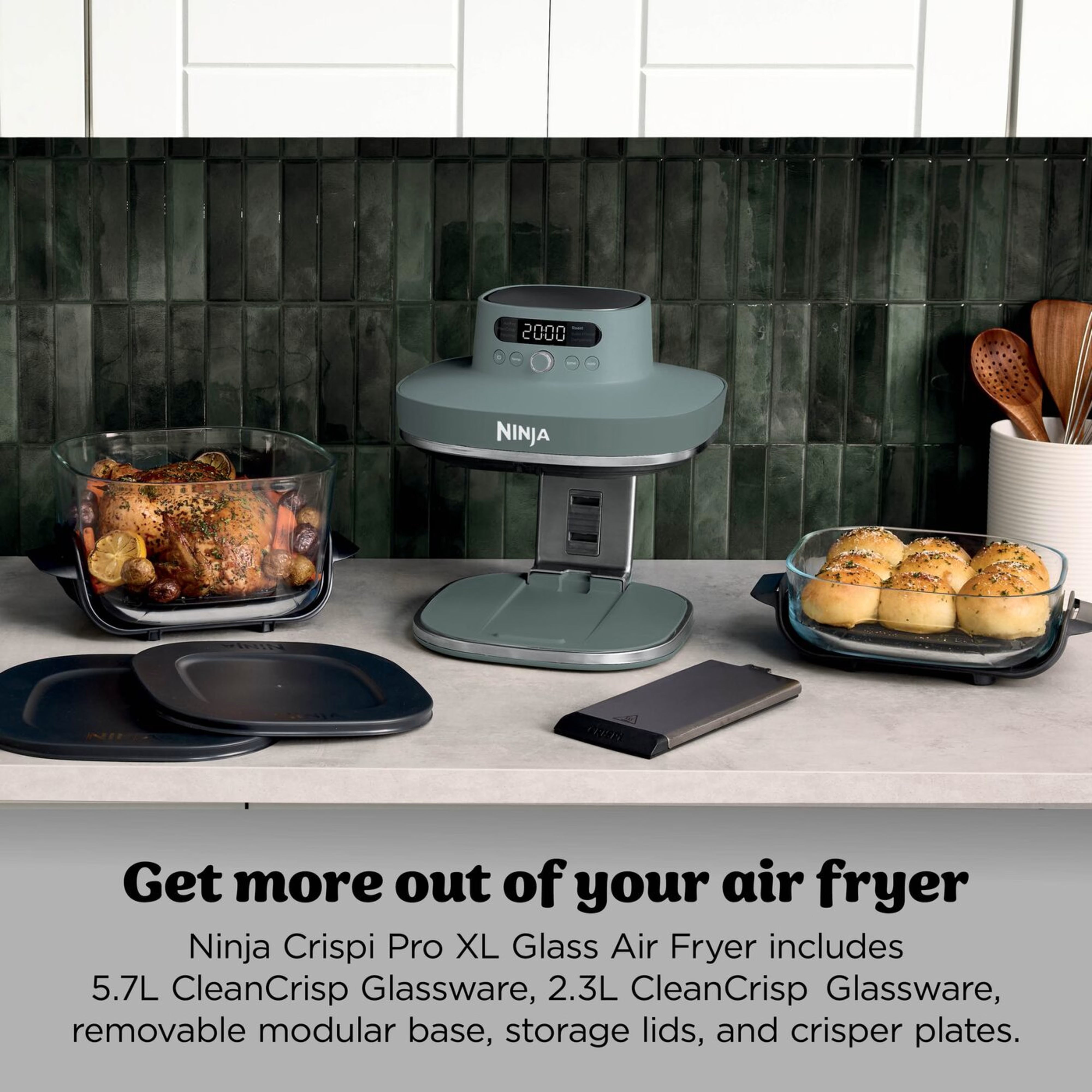 Ninja CRISPi PRO 7-in-1 XL Glass Air Fryer – Ash Grey | AS101UKGY