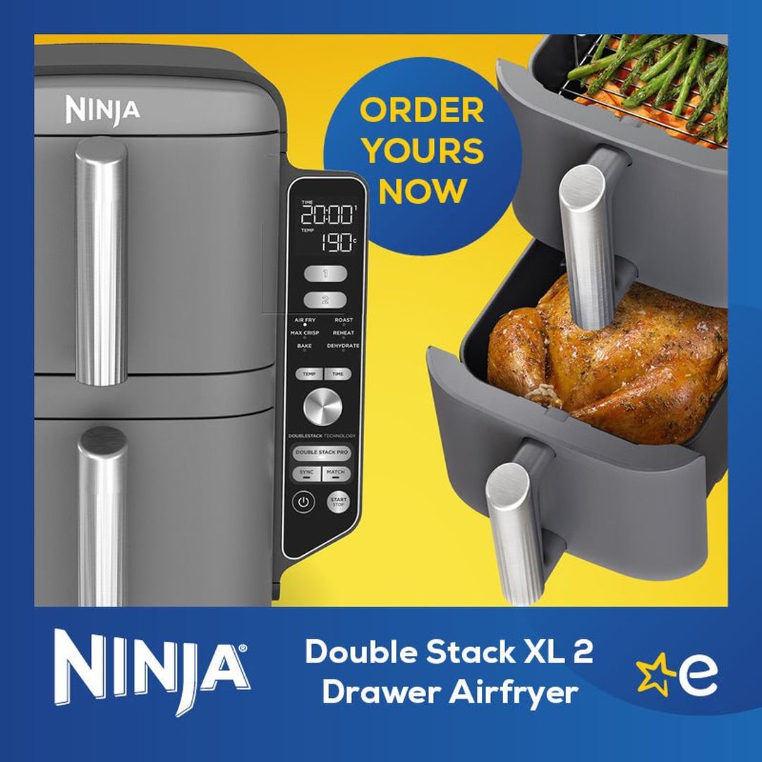 Ninja Double Stack XL 2 Drawer Air Fryer 9.5L | SL400UK Ninja Air Fryer Euronics Ireland