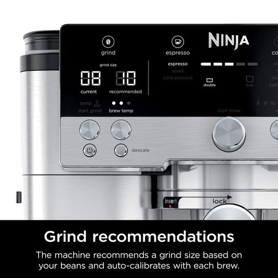 Ninja Luxe Cafe Premier ES601UK, close-up of the control panel and grind settings