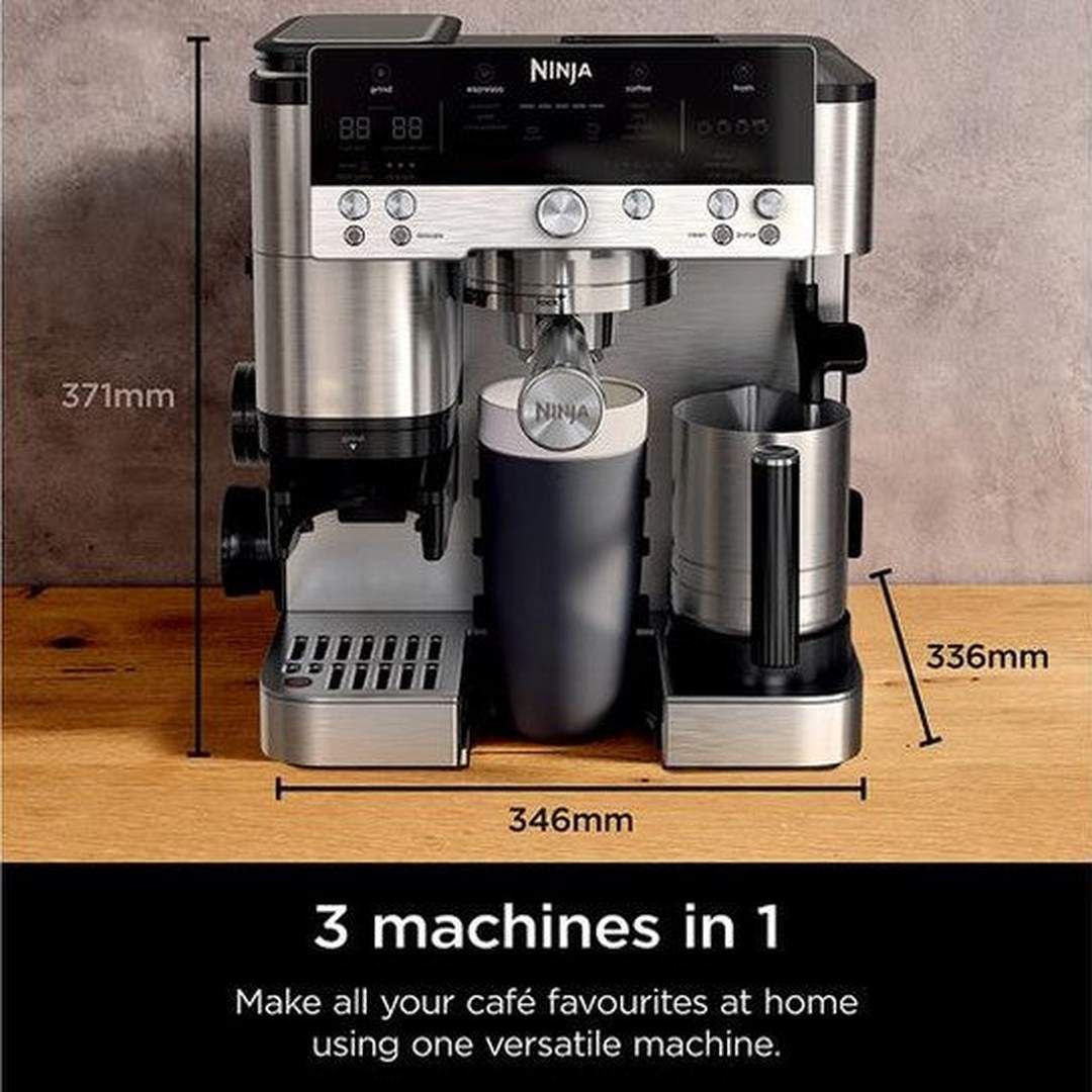 Ninja Luxe Cafe Premier ES601UK, dimensions shown on the machine
