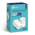 TP-Link TL-PA7027P KIT AV1000 2-Port Gigabit Pass-through Powerline Starter Kit — packaging, two units and 2-port callout shown