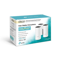 TP-Link Deco P9 retail packaging showing three units, 'Whole Home Powerline Mesh Wi-Fi System'