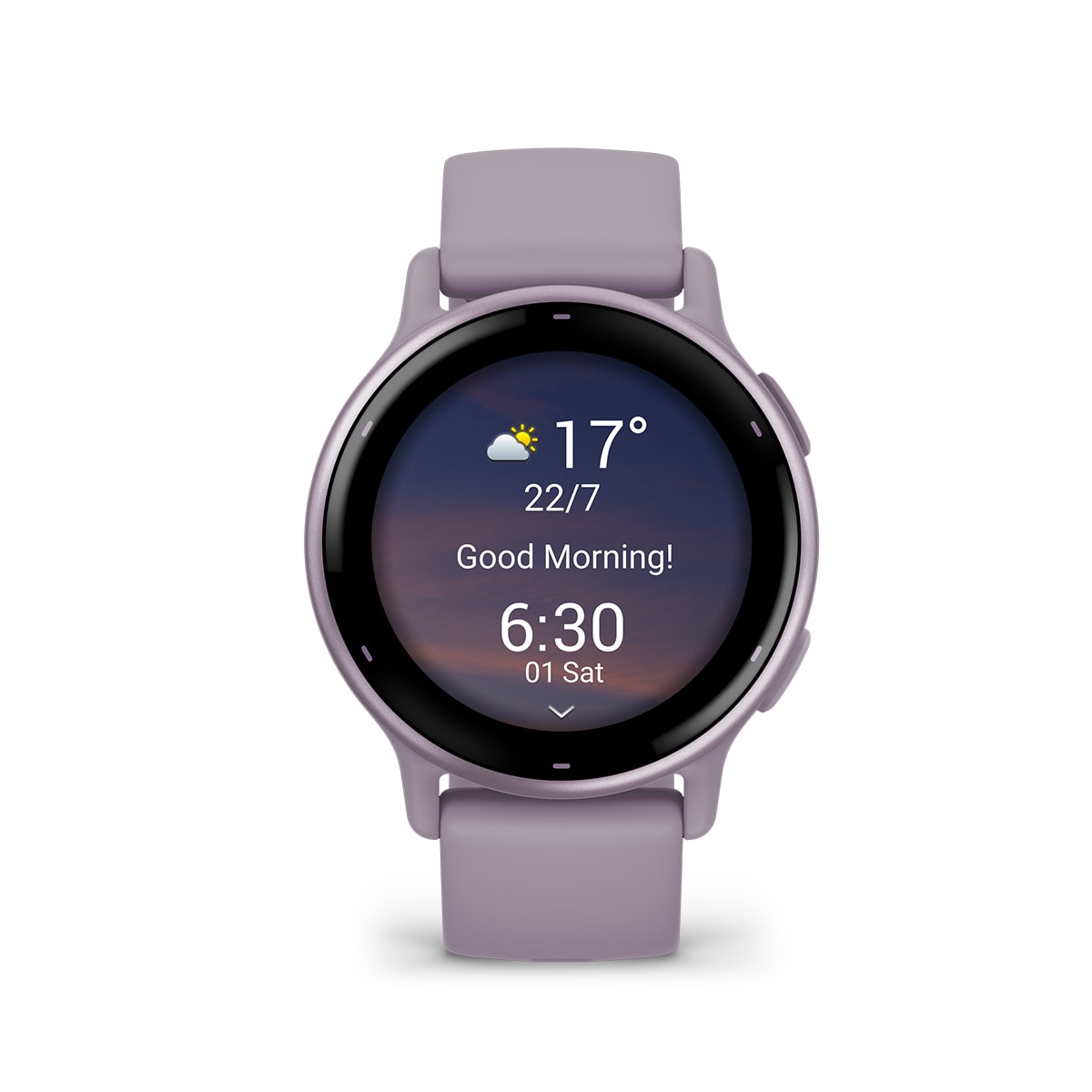 Garmin vivoactive 5 GPS Fitness Smartwatch - front view, display screen feature