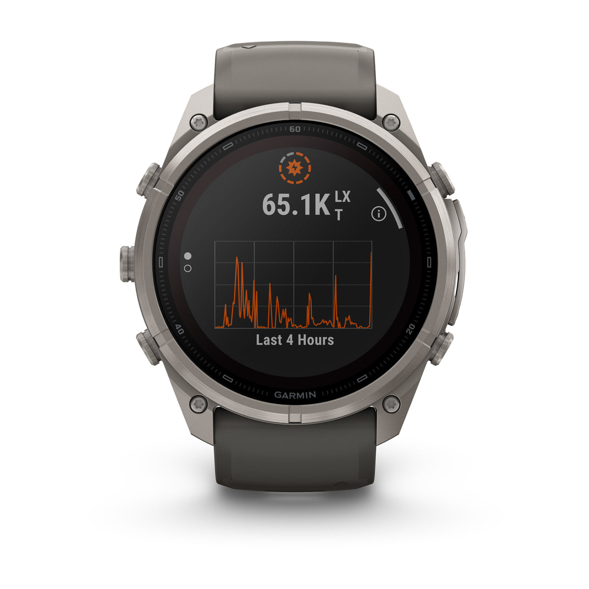 Garmin fenix 9 Pro inReach Solar 51mm Sapphire GPS Smartwatch - front view with data screen
