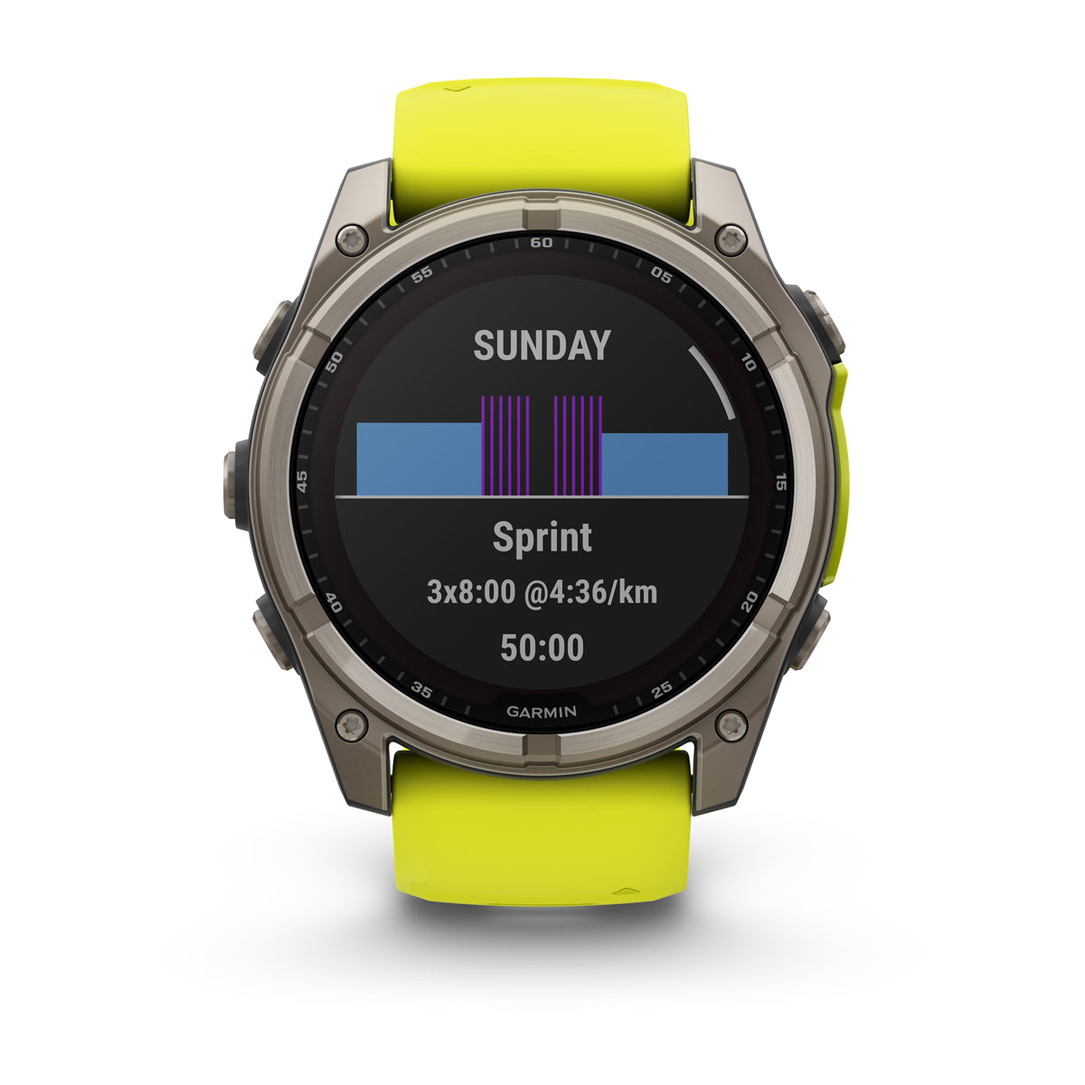 Garmin fenix 8 51mm Solar Sapphire GPS Smartwatch - front view with data screen