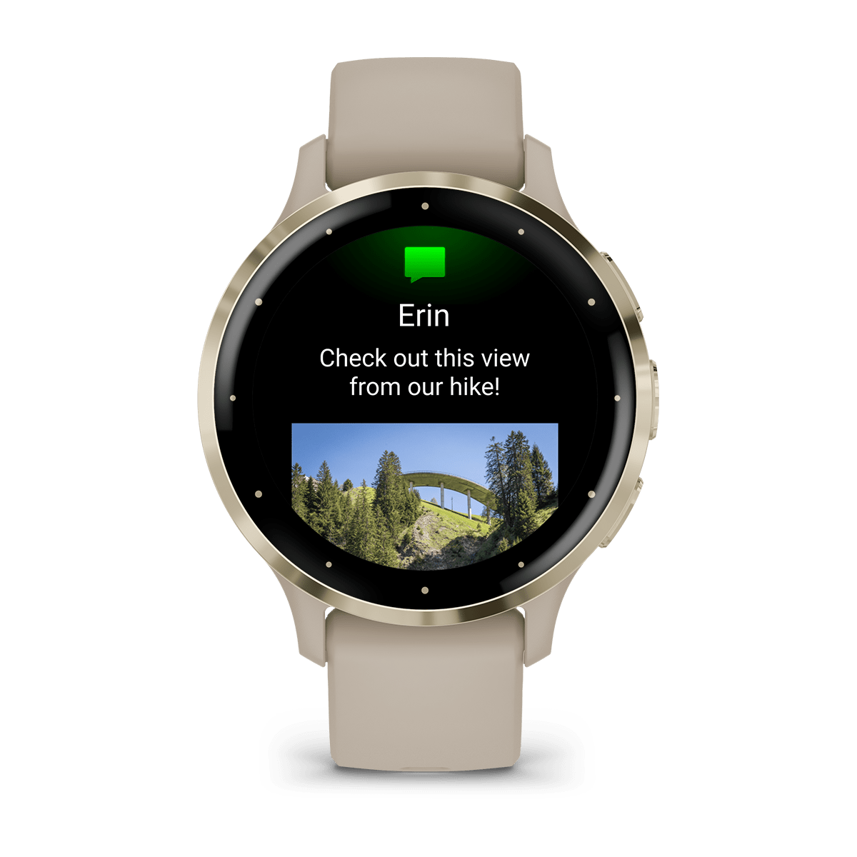 Garmin Venu 3S 41mm GPS Health Smartwatch - front view, display screen feature