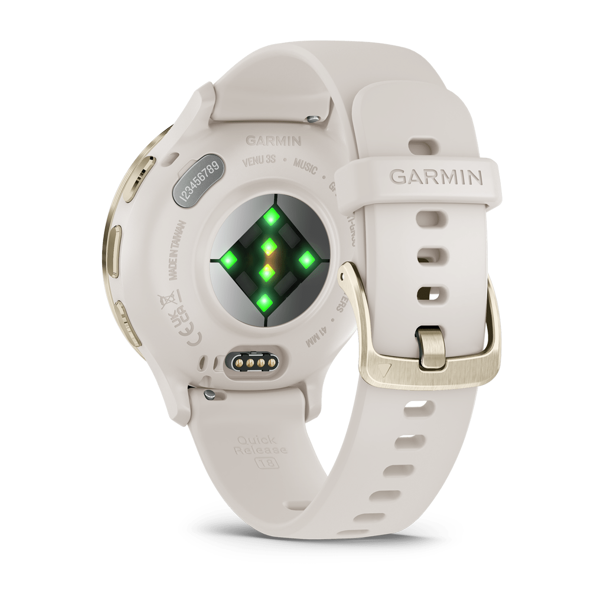 Garmin Venu 3S 41mm GPS Health Smartwatch - back view, heart-rate sensor
