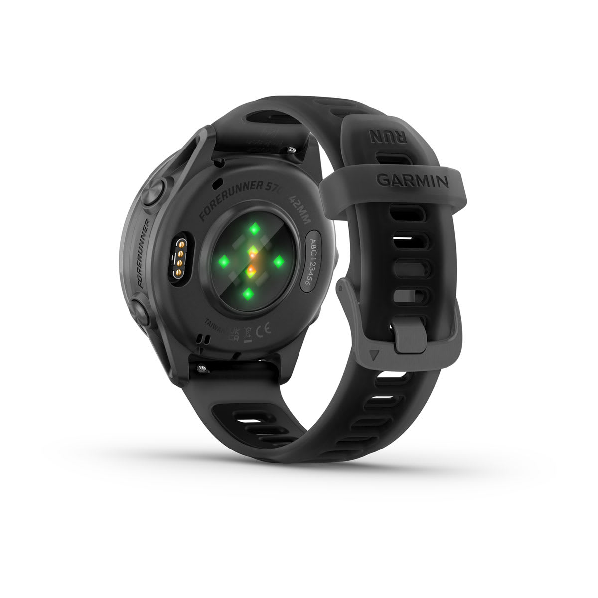 Garmin Forerunner 570 42mm GPS Running Smartwatch - back view, heart-rate sensor