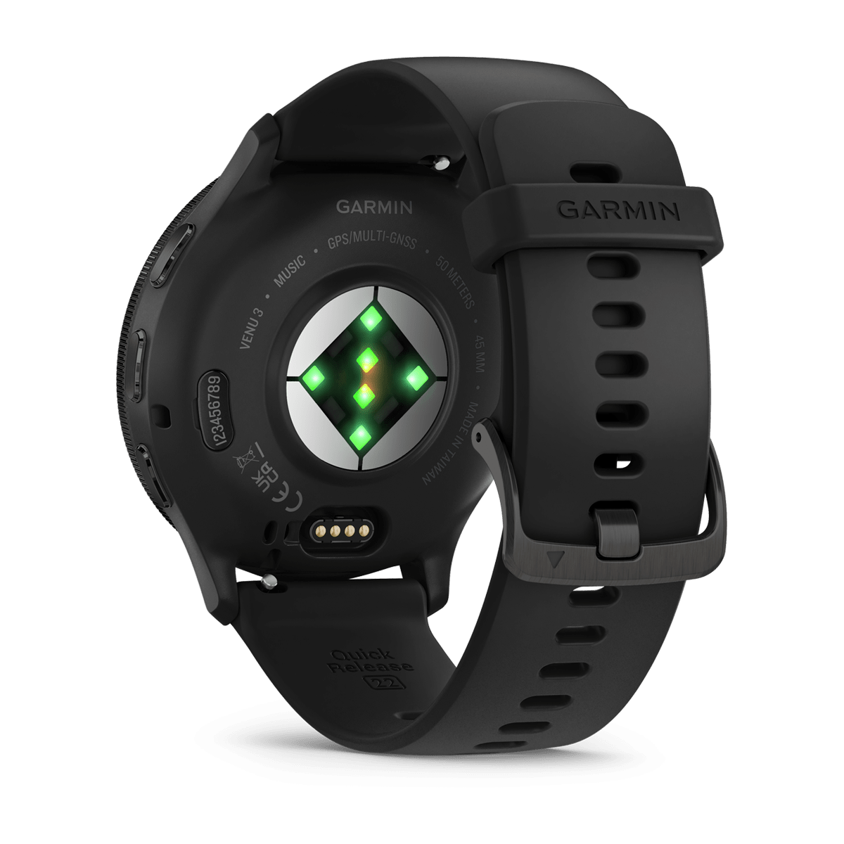 Garmin Venu 3 45mm GPS Health Smartwatch - back view, heart-rate sensor