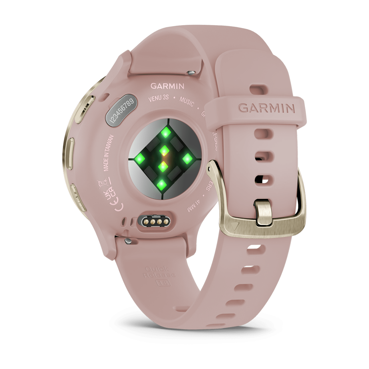Garmin Venu 3S 41mm GPS Health Smartwatch - back view, heart-rate sensor