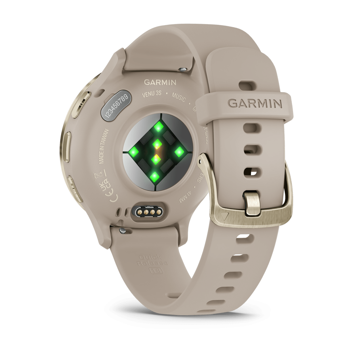 Garmin Venu 3S 41mm GPS Health Smartwatch - back view, heart-rate sensor
