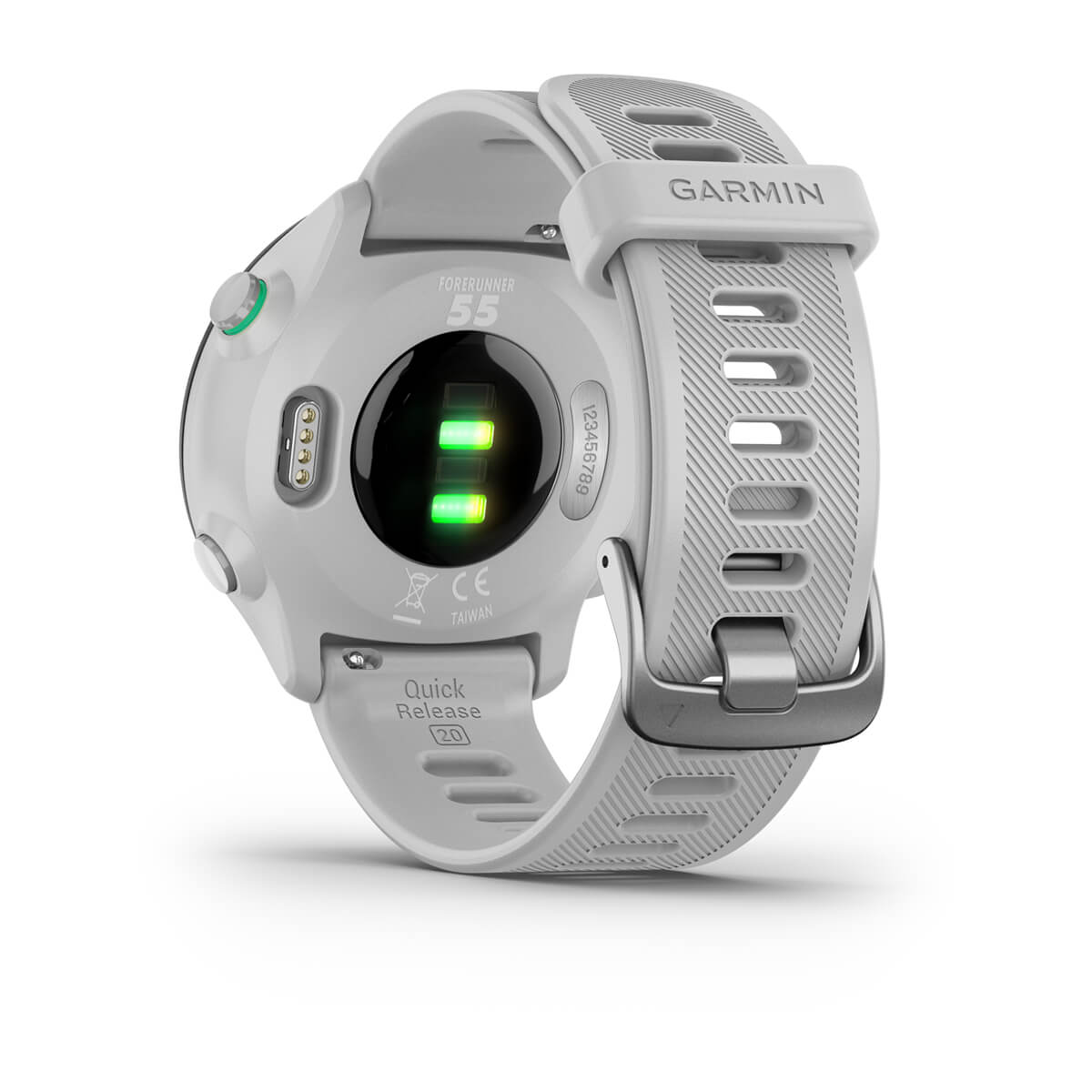Garmin Forerunner 55 GPS Running Smartwatch - back view, heart-rate sensor