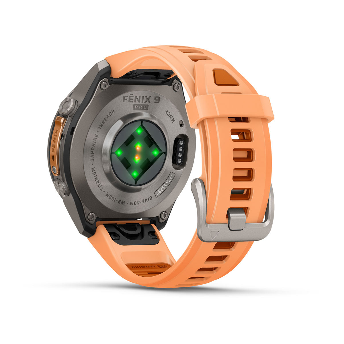 Garmin fenix 9 Pro inReach 43mm AMOLED Sapphire GPS Smartwatch - rear view