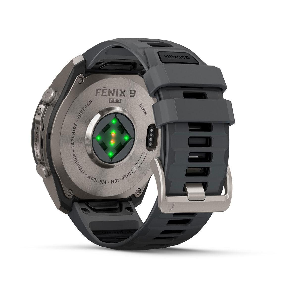 Garmin fenix 9 Pro inReach 51mm AMOLED Sapphire GPS Smartwatch - rear view