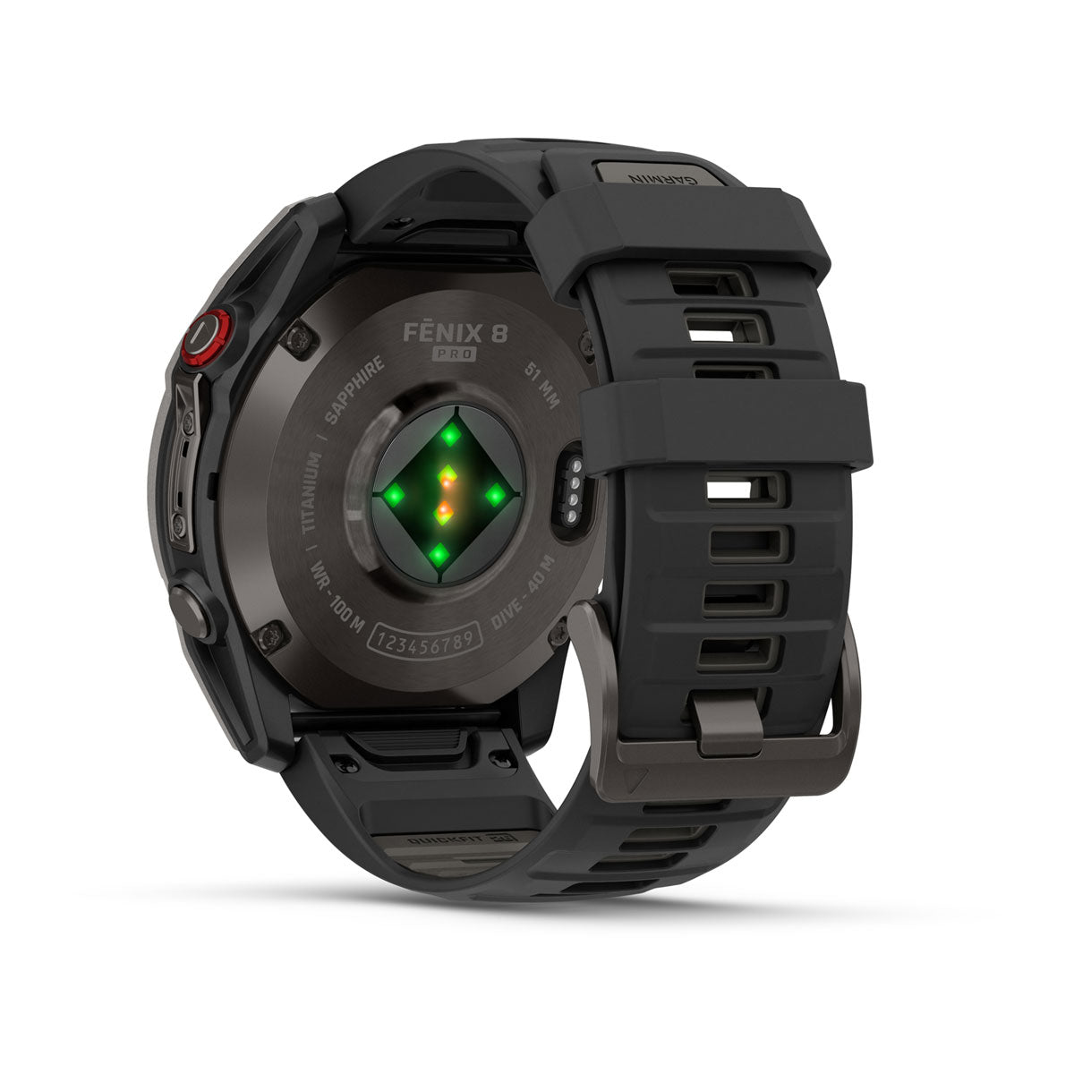 Garmin fenix 8 Pro 51mm AMOLED Sapphire GPS Smartwatch with inReach - rear view