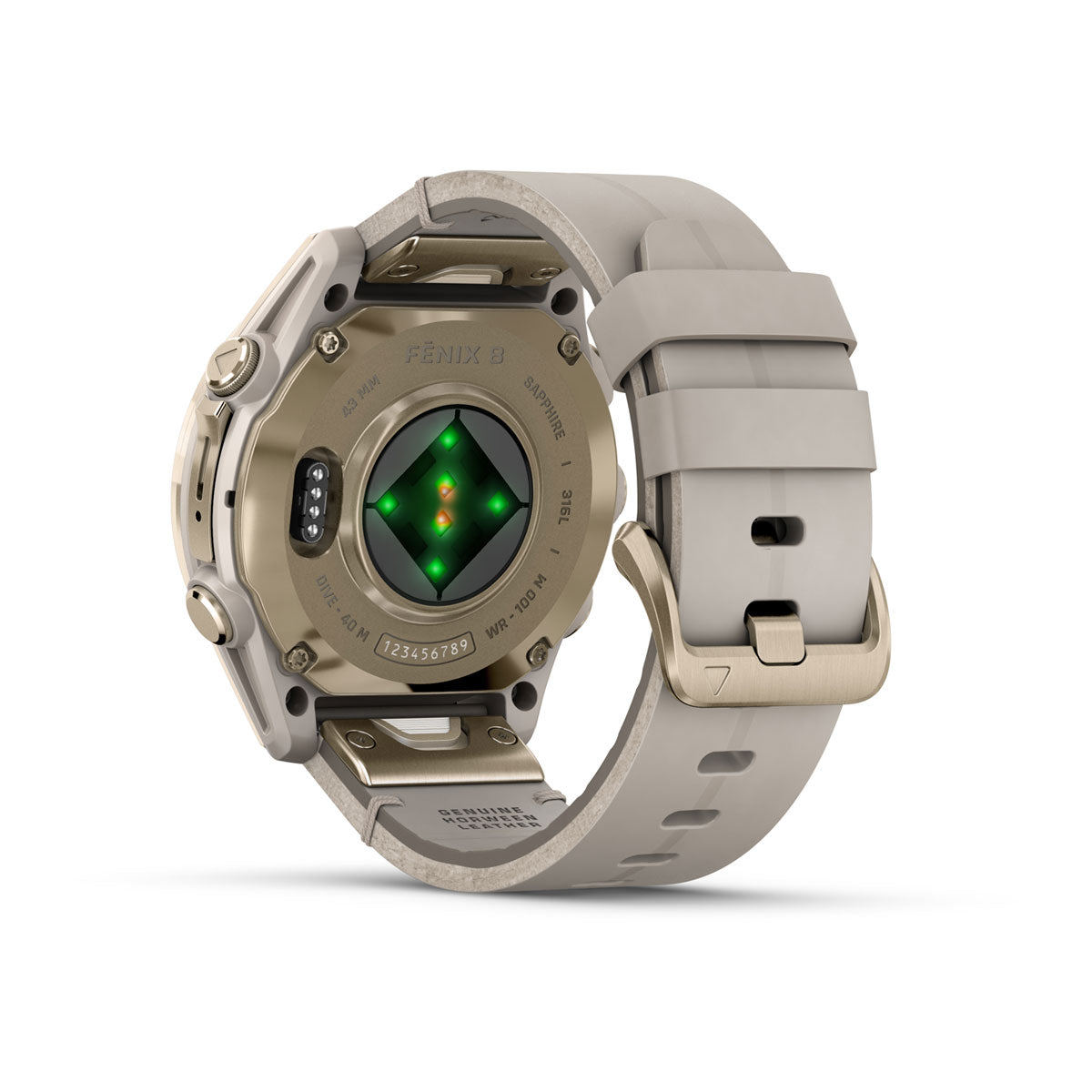 Garmin fenix 8 43mm AMOLED Sapphire GPS Smartwatch - rear view