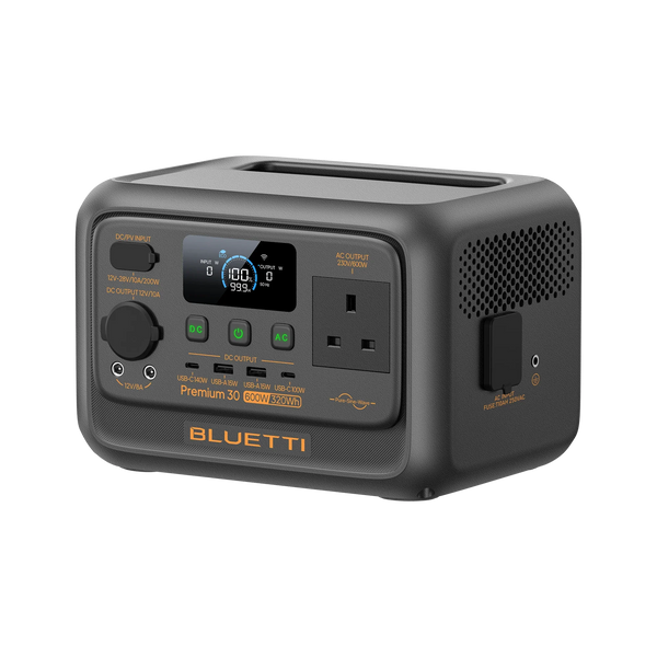 BLUETTI Premium 30 V2 320Wh 600W Portable Power Station - angled view