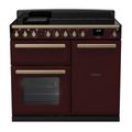 Rangemaster Estel Deluxe 100 Induction range cooker in Bordeaux with Brass trim