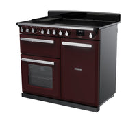 Rangemaster Estel Deluxe 100 Induction range cooker in Bordeaux with Chrome trim