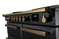 Rangemaster Estel Deluxe 100 Induction range cooker in Gloss Black with Brass trim
