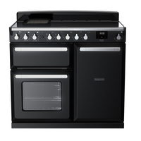 Rangemaster Estel Deluxe 100 Induction range cooker in Gloss Black with Chrome trim
