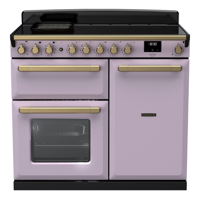 Rangemaster Estel Deluxe 100 Induction range cooker in Heather with Brass trim