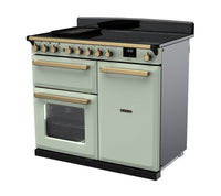Rangemaster Estel Deluxe 100 Induction range cooker in Mint with Brass trim