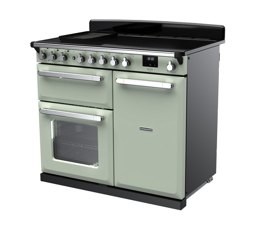 Rangemaster Estel Deluxe 100 Induction range cooker in Mint with Chrome trim