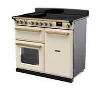 Rangemaster Estel Deluxe 100 Induction range cooker in Pale Cream with Brass trim