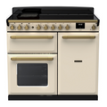 Rangemaster Estel Deluxe 100 Induction range cooker in Pale Cream with Brass trim