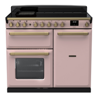 Rangemaster Estel Deluxe 100 Induction range cooker in Pale Pink with Brass trim