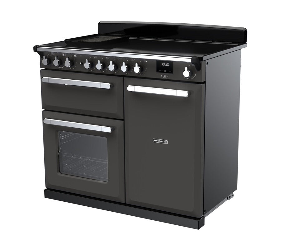 Rangemaster Estel Deluxe 100 Induction range cooker in Slate with Chrome trim