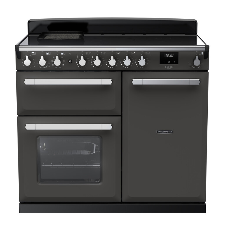 Rangemaster Estel Deluxe 100 Induction range cooker in Slate with Chrome trim