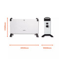 Warmlite WL41007 convection heater dimensions diagram - H340 x D530 x W204mm with control panel inset